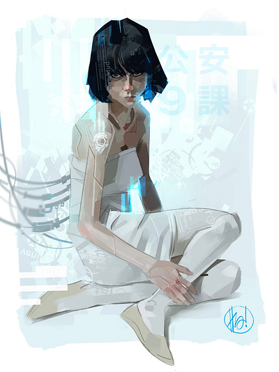 Section9 anime cyberpunk ghost in the shell illustration robotics sci fi