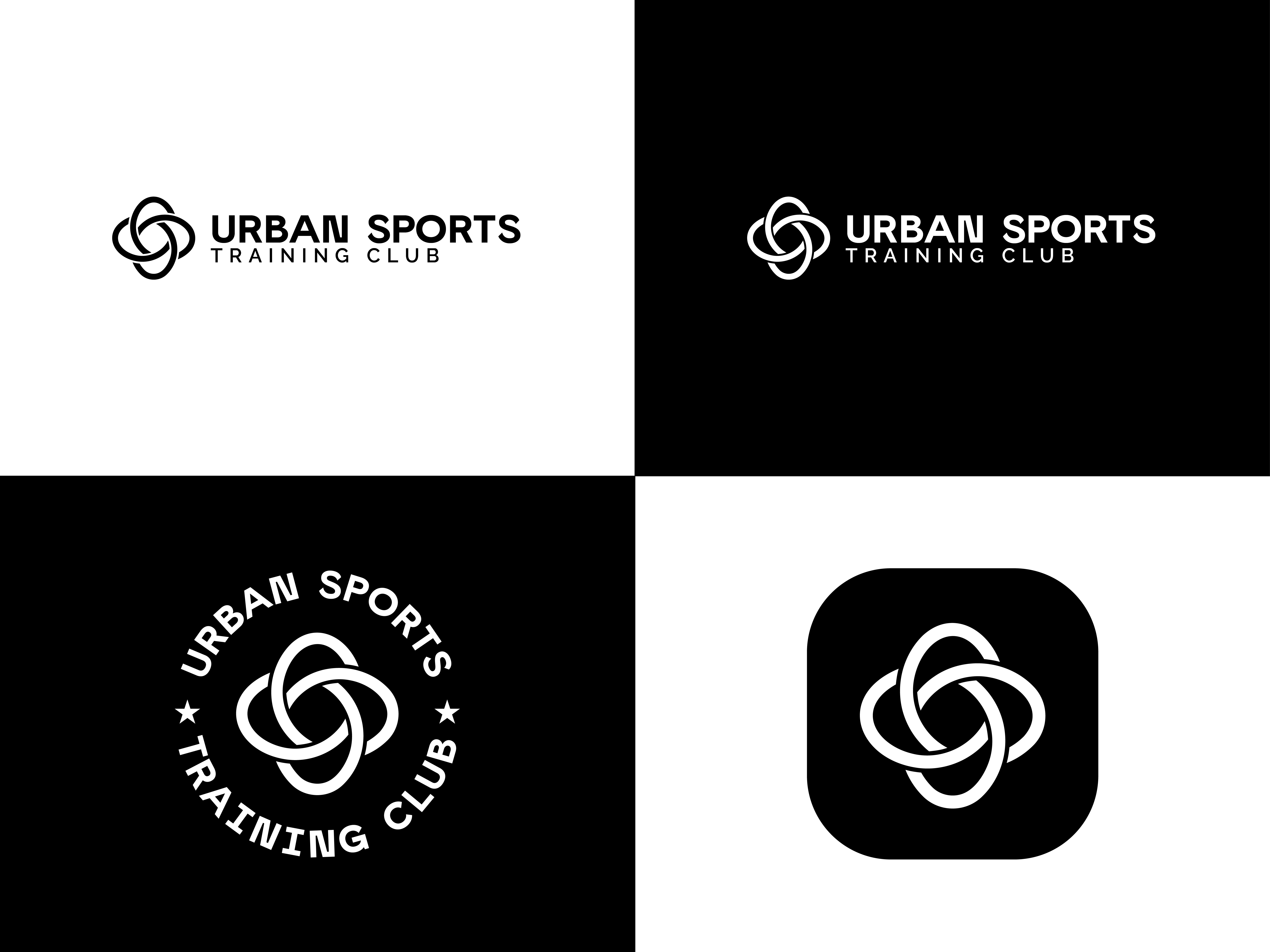 Urban Sports-Minimalist Sports Logo Design abstract black and white branding club fitness geometric infinity intertwined logo logo design sport logo sports training