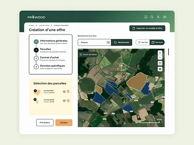 Prowood - Forest management tool design branding erp fores form green interface layer management map plot tool tree ui webdesign website