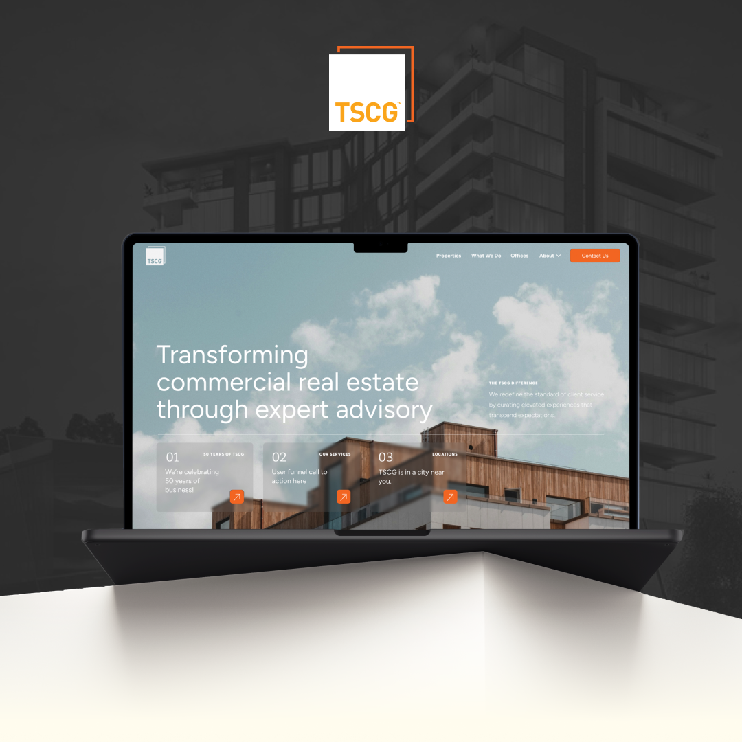 TSCG // Website Design & Development buildings center development finder graphic design group land locations market property real estate retail shopping space tech uxui website wordpress