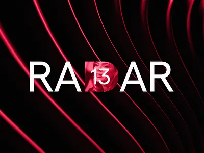 RADAR 13 x On Air. On Screen. On Point. 13 3d background black branding design graphic design illustration logo picture radar radar 13 radio red show tv typography vector