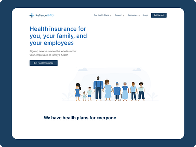 Reliance HMO Landing Page Redesign health tech landing page product design ui design