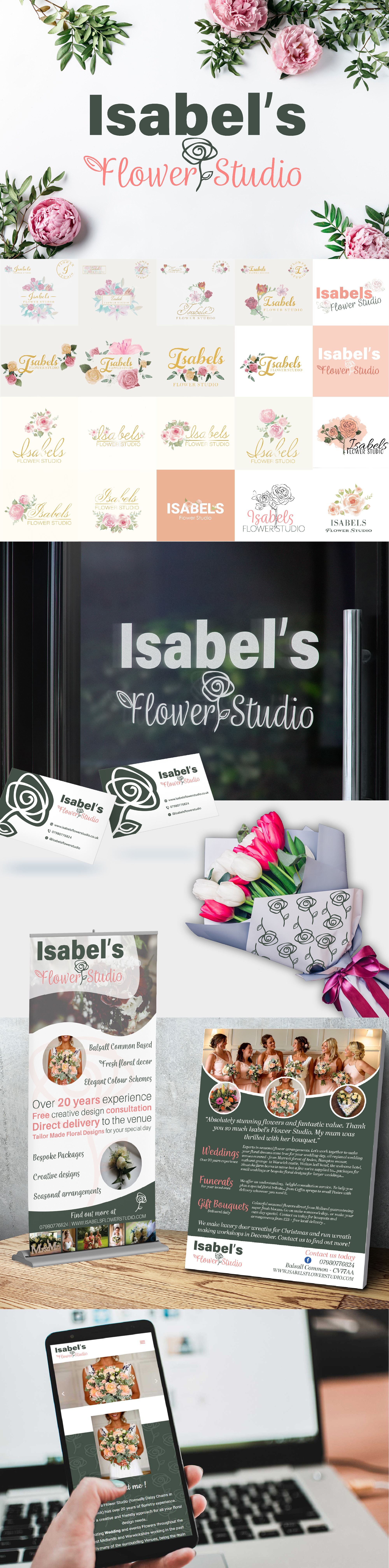 Floral Studio Branding - Romantic, Versatile Identity System bespoke floral design brand system custom florist branding elegant logo design event florist branding feminine branding floral branding florist brand identity flower shop logo flower studio identity full brand package logo variations luxury small business modern script font romantic design rose logo soft brand aesthetic subtle colour palette wedding supplier branding