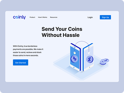 Coinly Hero Section fintech hero page landing page product design web design