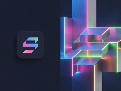 Retro Futuristic Abstract Letter Logo 3d ai app blockchain branding crypto g gradient icon identity illustration letter lettering logo neon s