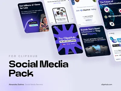 Social Media Banners for ClipsHub ads banner banners design ads design post facebook ads instagram design pack media banners minimalistic banners modern banners modern post social media twitter banners