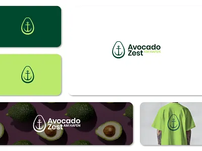 Avocado Zest - Portside Restaurant Branding anchor avocado branding clever logo creative food logo green icon logo design negative space restaurant branding symbol vector visual identity