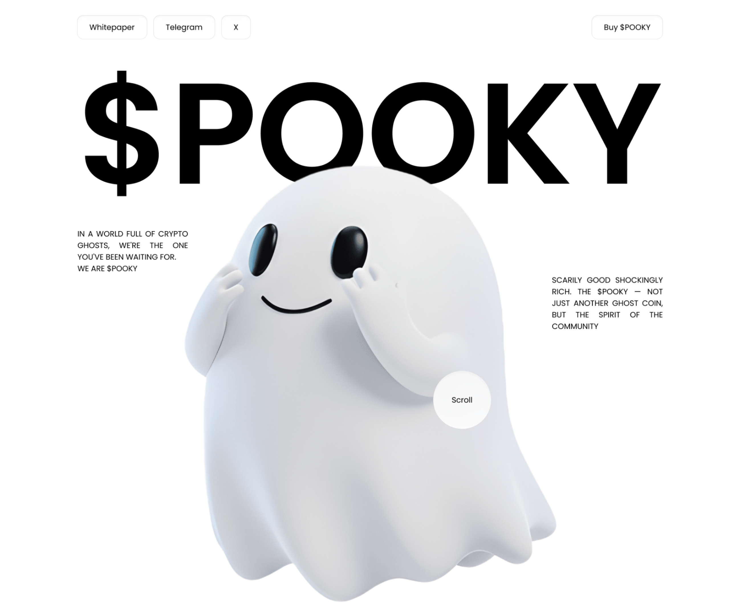 POOKY - Meme Coin Website Design crypto figma graphic design halloween landing page meme coin meme token nft ui ux web design website website design