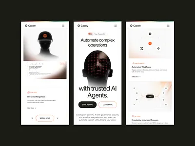 Casely - AI Agents Website Responsive ai app header illustration landing page mobile app responsive ui ui design uiux ux design web design website