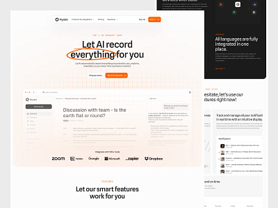 Nyatet - AI Note Taker Landing Page ai e learning google meet language learning meet meeting modern note note taker notetaker school study technology web design zoom