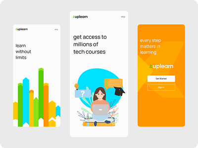 Uplearn Onboarding Screens app design edtech product design ui design