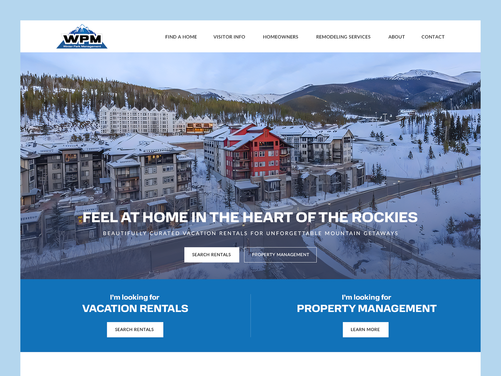 Winter Park Management // Web Design hotel management property resort vacation vacation rental web design winter winter park