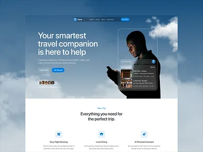 Tralink - Travel Landing Page advanture agent booking clean hiking holiday itenerary landing minimalism mountain place seasonal travel travel agency traveling ui ux vacation web design