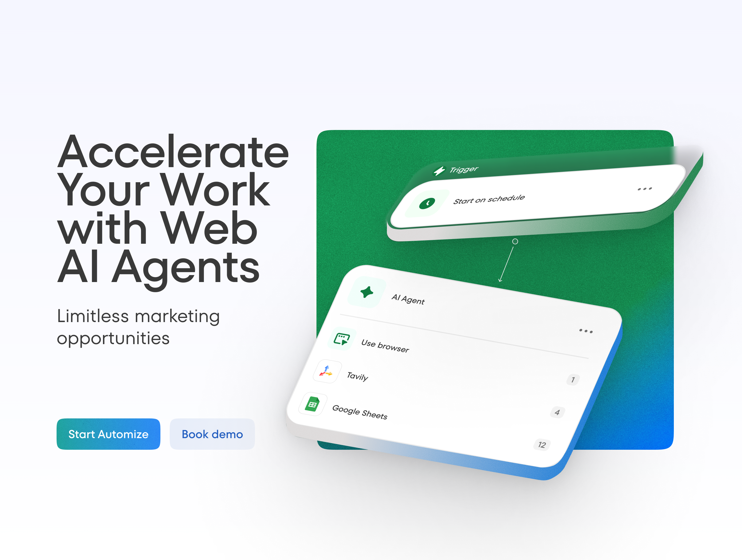 Landing page for AI agent ai agent design landing page ui ux