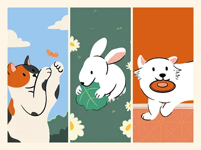Pawtopia - Hero Pet Shop cat companion dog fun hand drawn hero illustration landing page pawtopia pet pet parent pet shop rabbit ui