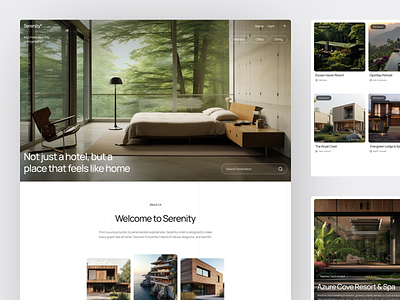 Serenity - Hotel Booking Website adventure apartment booking building destination holiday hotel landing page minimalist reservation resort service travel travel agency traveling ui vacation villa web design website