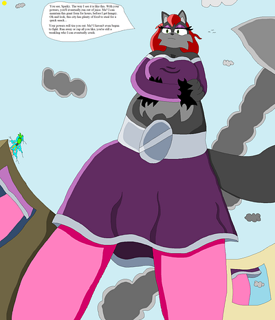 Scylla vs Surge Encounter One anthro character evil fantasy fox furry giant giantess illustration mobian sonic vixen
