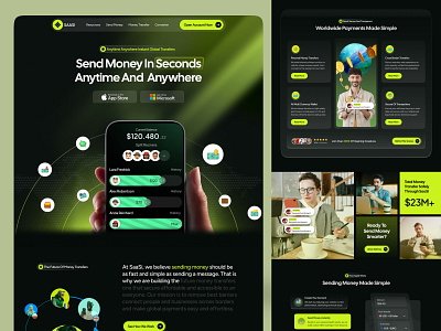 Mobile Wallet App SaaS Landing Page appdesigninspo branding design digitalwallet fintechapp fintechdesign homepage illustration landing landing page mobilewallet saas app design saas website saasdesign saaslandingpage ui uiux walletappdesign web design website