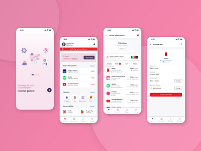 Manage Subscriptions at one place android app design challenge dailyui design graphic design subscription tracker ui user experience user interface ux