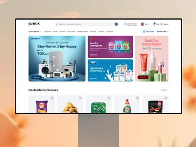 Modern Ecommerce Homepage UI category layout clean ui ecommerce ui ecommerce website homepage design landing page marketplace ui modern ui product grid promo banner design responsive design retail design shopping app ui ux design web design