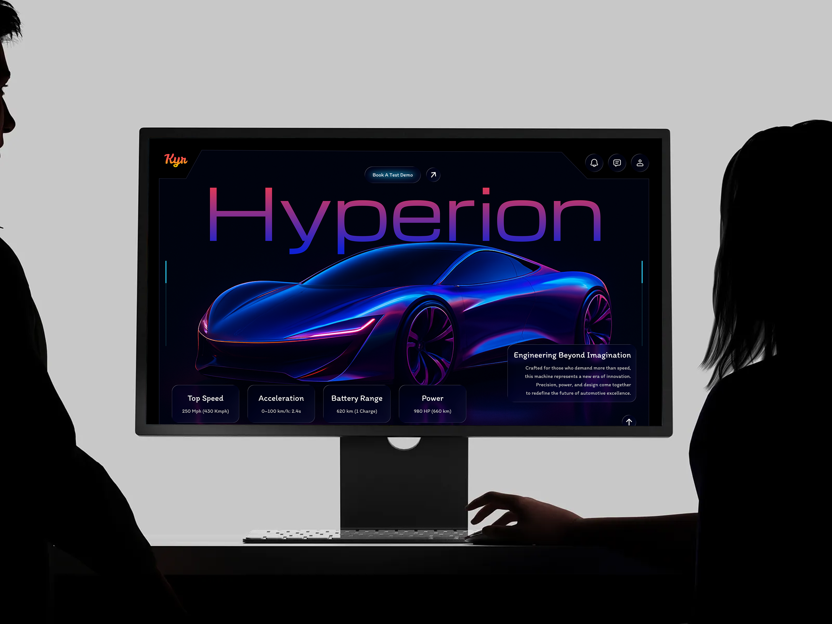 Electric Sports Car Showcase Website automobile automotive revolution car catalog car charger car website design drive the future ecommerce electric car landing page electric supercar electric vehicle home page hyperion ev landing page landing page design product design transportation visual hierarchy website website design