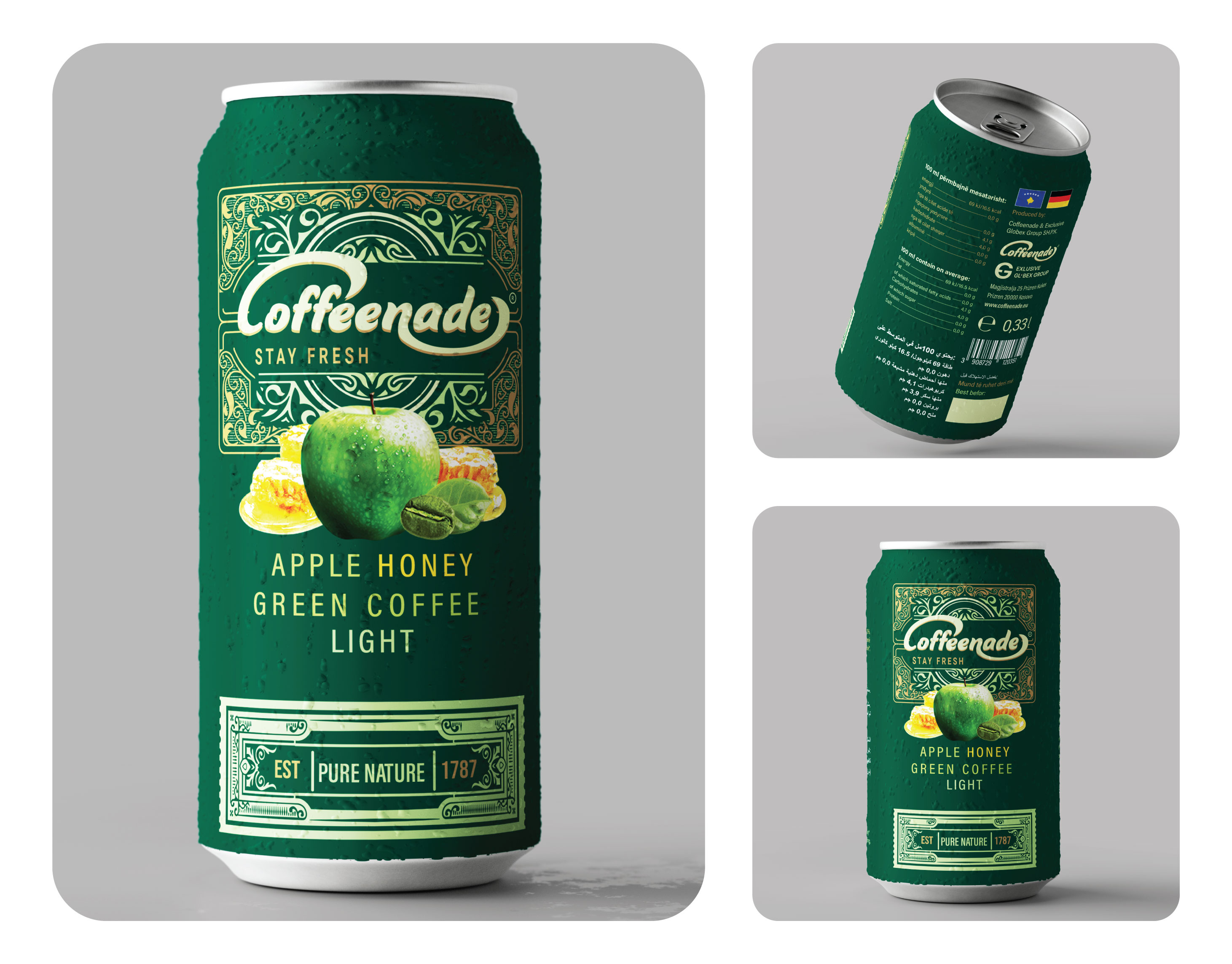 Green Apple & Honey Drink Soda Can Label Packaging Design beverage beverage can beverage design branding branding design can can label can packaging clean design label design package packaging design product design product label product packaging soda still can
