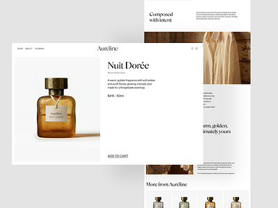 Aurēline — Nuit Dorée Product Detail Experience beauty branding clean design ecommerce editorial fragrance luxury premium product product detail page product photography responsive serif typography ui ux web website