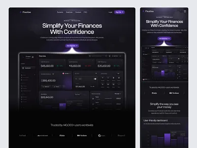 SaaS Landing Page bank banking dark mode finance finance saas landing page fintech landing page modern design money management product design saas saas design saas landing page saas landing page design saas website uiux web web design website