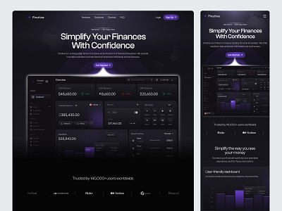 SaaS Landing Page bank banking dark mode finance finance saas landing page fintech landing page modern design money management product design saas saas design saas landing page saas landing page design saas website uiux web web design website