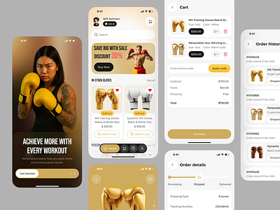 E-Commerce App: Boxing Gloves Shop UI app app design app ui boxing gloves e commerce design ecommerce ecommerce app ecommerce store marketplace mobile mobile app mobile app design mobile design mobile interface online shop online shopping online store shop ui ux