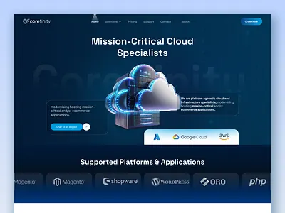 Cloud Hosting website for E-commerce clean cloud hosting cloud website company ecommerce hosting hosting website landing page minimal minimalism mordern ui trendy ui ui design ux design web design website