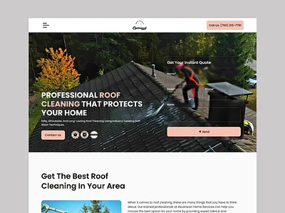 Roof Cleaning Service Landing Page clean design design figma landing page minimal design moderrn website professional design service service landing page service website ui ui design uiux ux ux design web design website design website ui