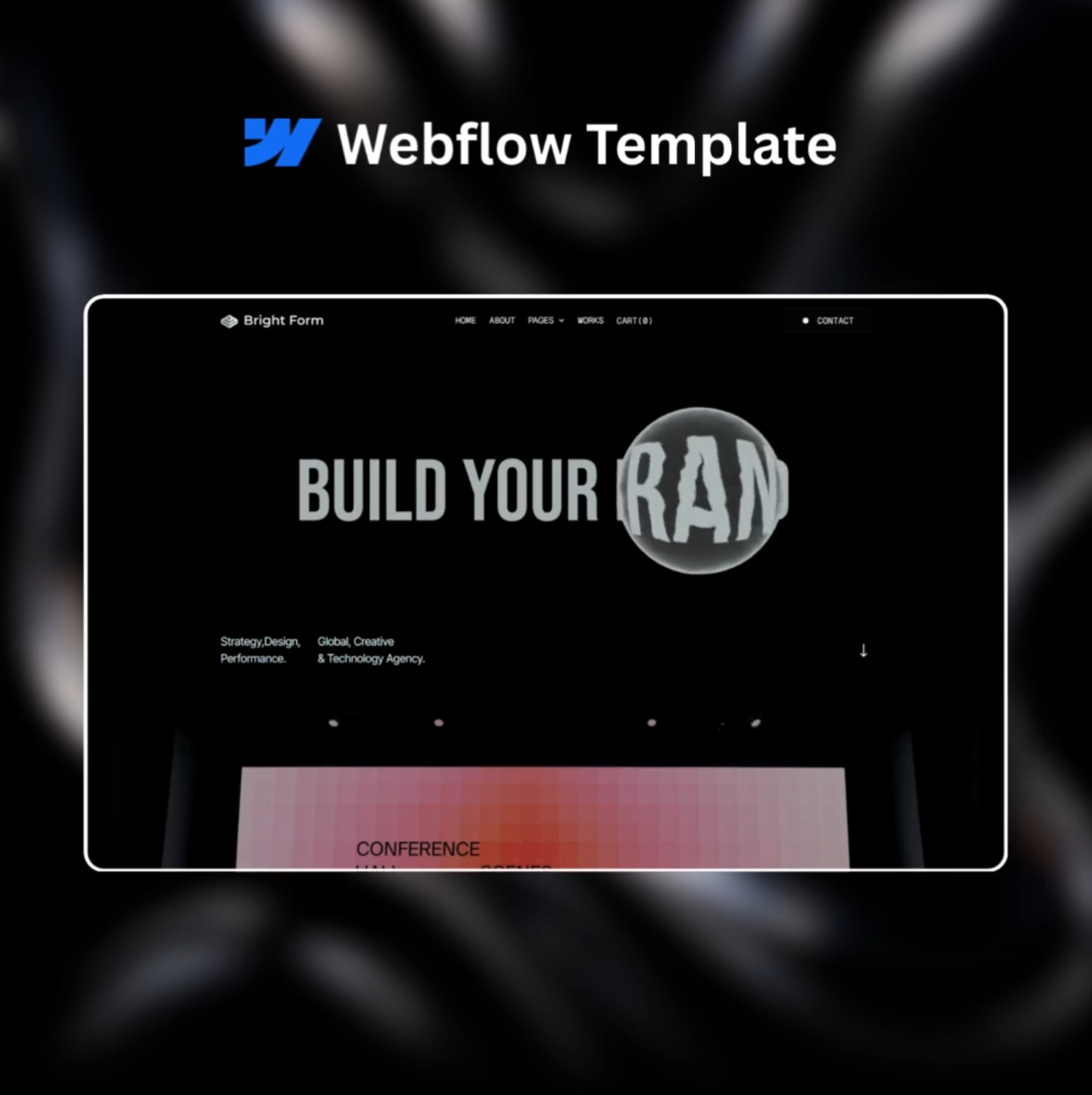 Bright Form Portfolio & Agency Website Template cms website creative agency dark ui design studio digital agency interaction design motion design no code portfolio website responsive design scroll animation typography design ui design ux design visual design web design webflow webflow template website showcase
