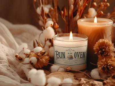 Label Design for Bun in the Oven brand branding candle design digital digital art elegant graphic design identity branding illustration label label design minimal modern package package design parents professional