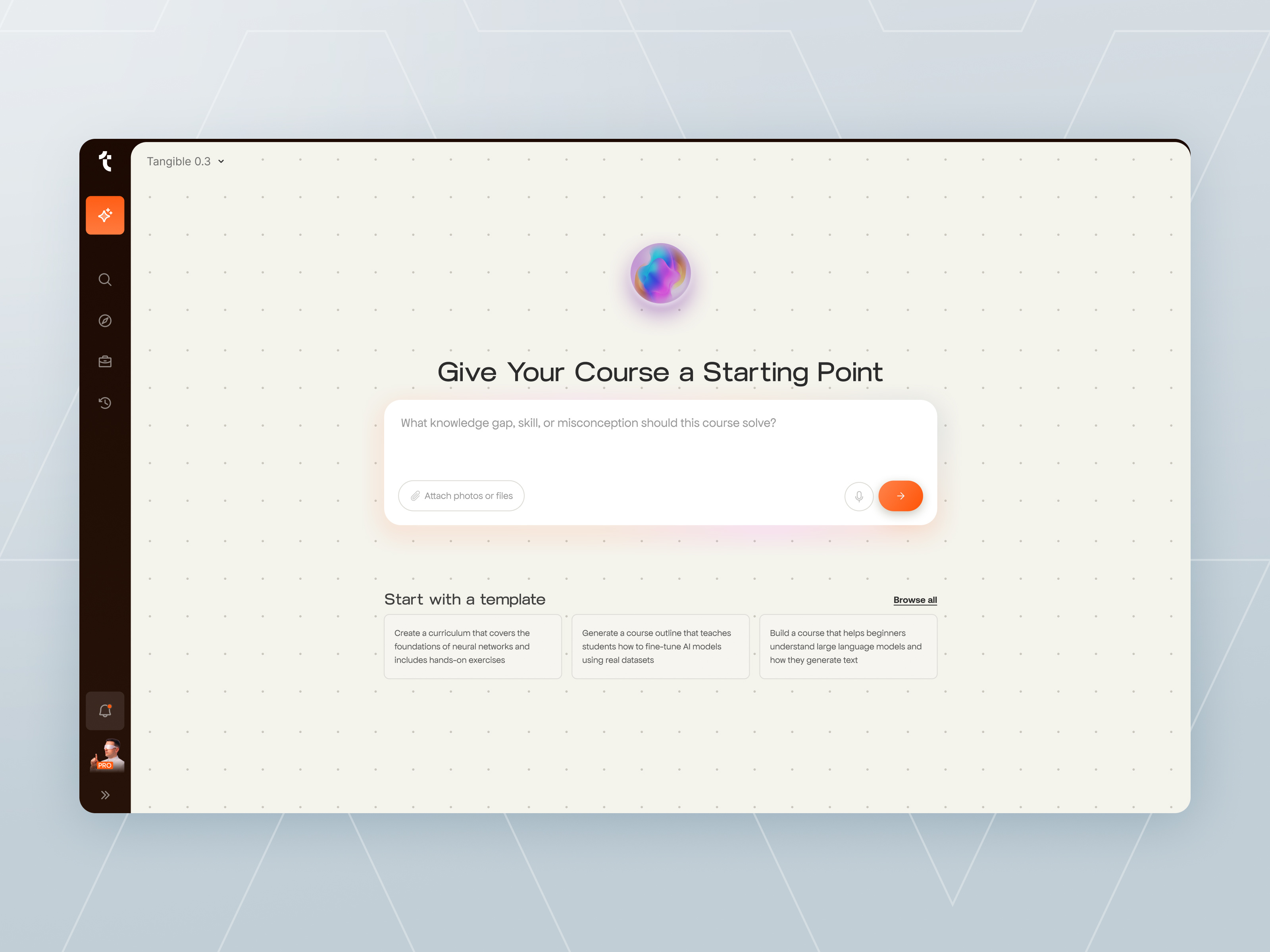 Example of Tangible - AI Powered Course & Curriculum Generator