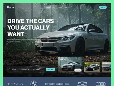 Ryntal – Car Rental Landing Page UI automotive booking platform car rental car website framer homepage landing page minimal design modern ui no code responsive design ui design ux design web design webflow website ui