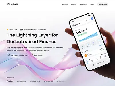 VeloxAI - Hero Design ai hero design motion design trading app ui uxui website design