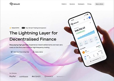 VeloxAI - Hero Design ai hero design motion design trading app ui uxui website design