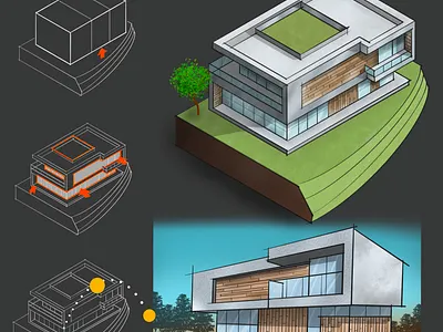 Artistic Architecture sketch with Procreate architecture color design process drawing idea to design process procreate sketch sketching