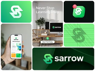 Sarrow Logo Design 99design arrow brand designer brand identity branding creative design fiverr gradient illustration lettermark logo logo design logodesign modern logo n logo s letter logo ui wordmark z logo