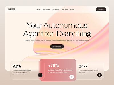 AI Agent - Landing page for Startup ai ai agent ai coordinator ai landing page ai sales agent ai website buy theme header hero landing page landing page design product design startup website ui user experience web design webflow design webflow development website