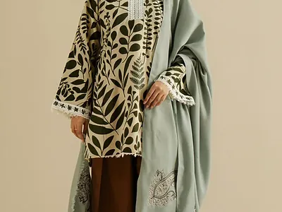 The Fern Print Kurta: Traditional Design Modern Vibe botanicalprint contemporaryethnic desifashion earthytones ethnicwear fashiongram fernprint festivewear handcrafted indianfashion kurtaset luxurypret olivegreen ootd pakistanifashion sagegreen shawlstyle styleinspo traditionalstyle winterfashion