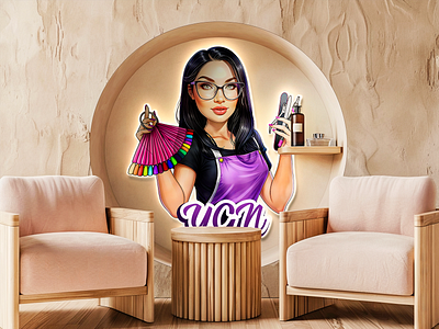 Custom cartoon Portrait Logo for Beauty Salon beauty salon cartoon cartoon portrait custom logo design graphic design illustration logo logo design nail artist nail bar portrait portrait logo