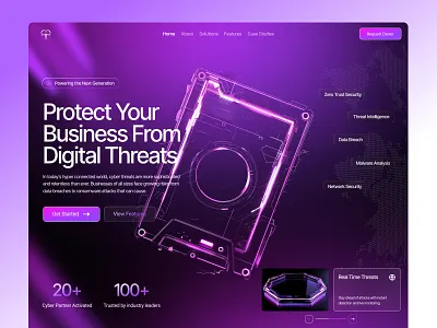 CyberNest - Cyber Security Landing Page 3d animation branding design figma graphic design illustration logo motion graphics typography ui ux vector