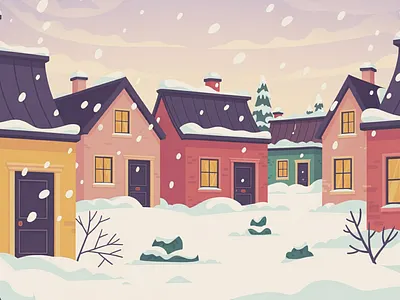 Small town in winter adventure architecture background christmas cozy environment flat design holiday season hygge illustration landscape illustration outdoor pastel real estate scenic snow landscape travel vector art web winter