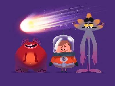 Astro Boy and Friends alien animation astronaut book boy cartoon character comet creatures funny illustration kid meteor planet song space