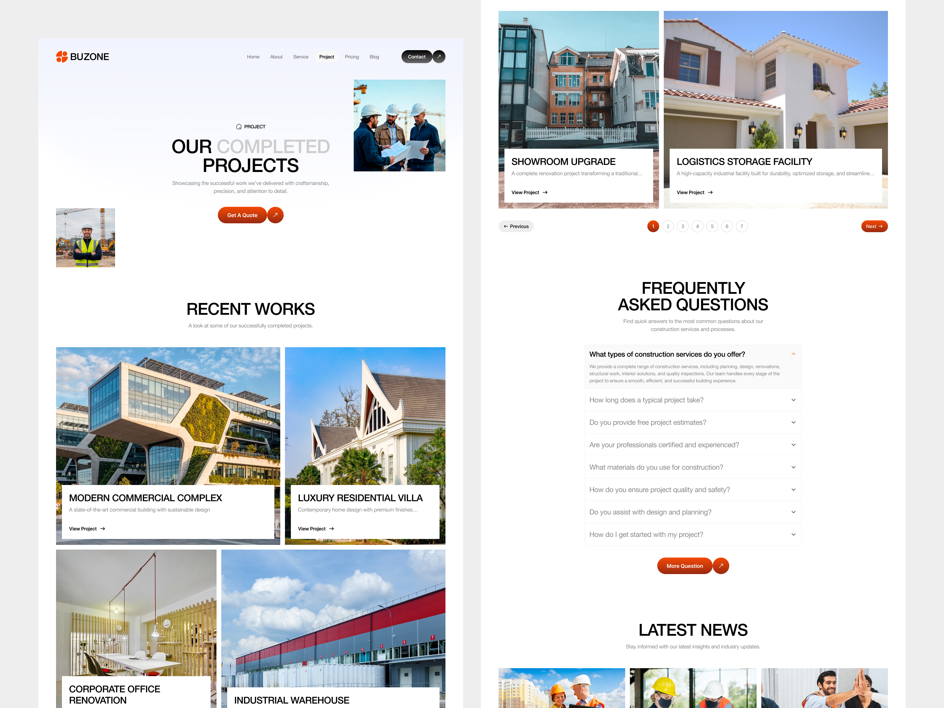 Construction Company Responsive Website UIUX Design | Projects interface product service startup ui ux web