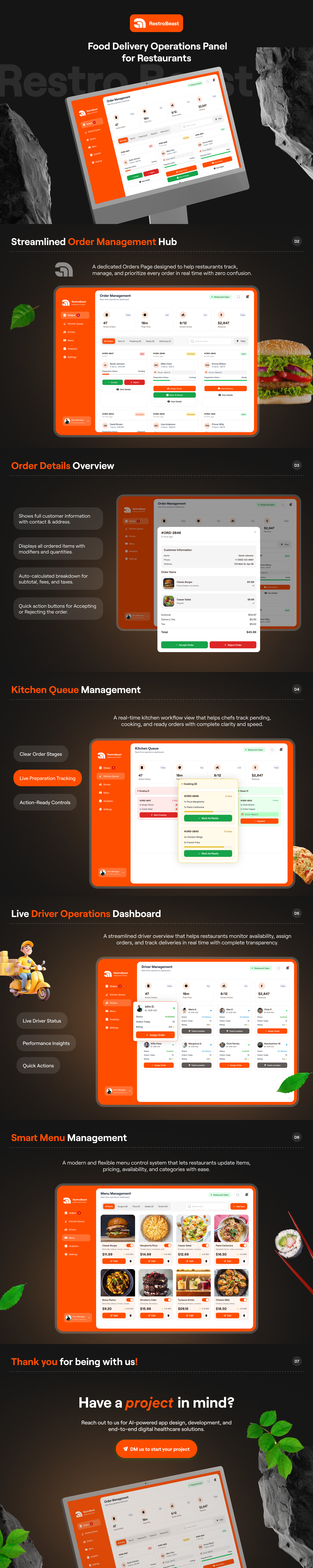 RestroBeast - Food Delivery Operations Panel dashboard design dashboard ui design design driver operation figma figma design food delivery admin panel kitchen management manage restaurant orders menu management dashboard order management system restaurant dashboard design restaurant operations ui ui design uiux design uiux designer