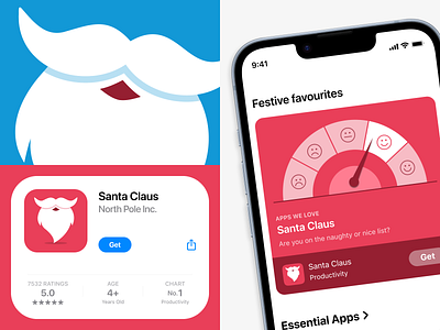 Santa Claus mobile app icon (weekly warm-up)