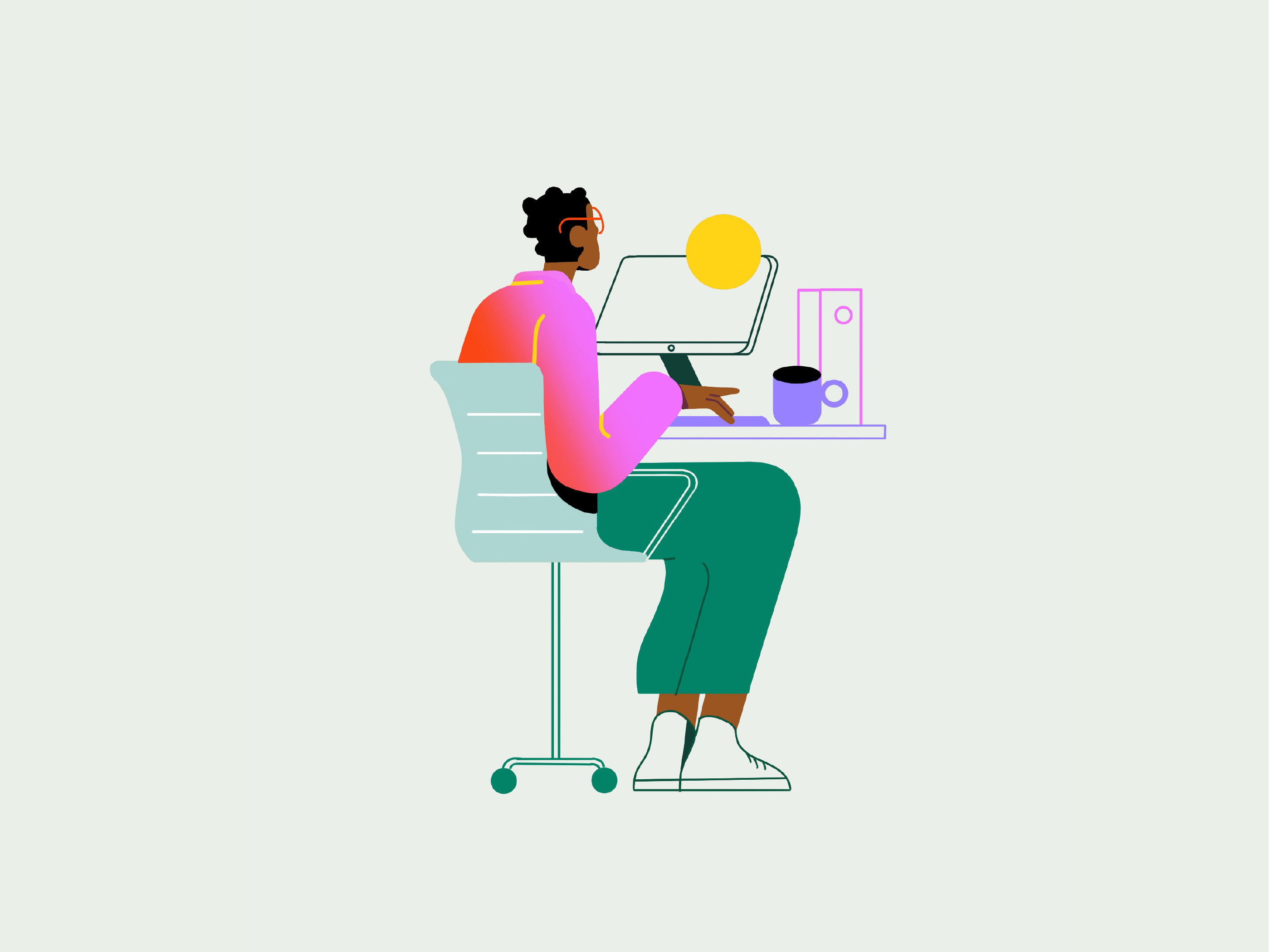 Character at the office illustration adobe illustrator character character design character illustration character sitting character working design illustration illustrator procreate vector illustration
